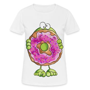 Frosch versteckt sich hinter Donut - Cookie - Frauen T-Shirt atmungsaktiv - Weiß - Vorne - AI Model Female 172 dark (172cm)