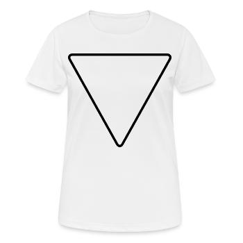 Triangle avec coins arrondis comme panneau d’avertissement - T-shirt respirant Femme - blanc - Devant - AI Model Female 172 dark (172cm)