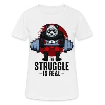 Panda Lifter avec barre - T-shirt respirant Femme - blanc - Devant - AI Model Female 172 dark (172cm)