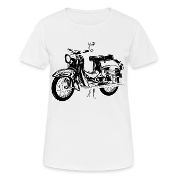 Simson Schwalbe - Frauen T-Shirt atmungsaktiv - Weiß - Vorne - AI Model Female 172 dark (172cm)