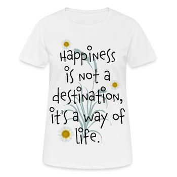 happy - Women's Breathable T-Shirt - white - Front - AI Model Female 172 dark (172cm)