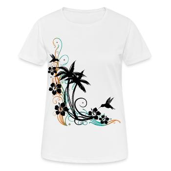 Palmen Hibiskus Kolibri Sommer - Frauen T-Shirt atmungsaktiv - Weiß - Vorne - AI Model Female 172 dark (172cm)