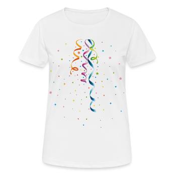 Confetti and streamers colorful party design - Women's Breathable T-Shirt - white - Front - AI Model Female 172 dark (172cm)