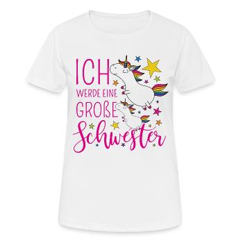 Große Schwester Einhorn Einhörner pink Sterne bunt - Frauen T-Shirt atmungsaktiv - Weiß - Vorne - AI Model Female 172 dark (172cm)