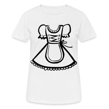 Dirndl – Schwarz-Weiß-Zeichnung – einfärbbar - Frauen T-Shirt atmungsaktiv - Weiß - Vorne - AI Model Female 172 dark (172cm)