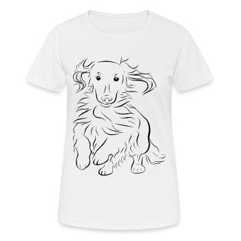 Dackel-Geschwindigkeit - Frauen T-Shirt atmungsaktiv - Weiß - Vorne - AI Model Female 172 dark (172cm)