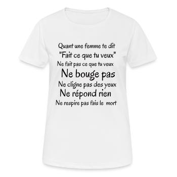 Citation Motivation Femme Engagée - T-shirt respirant Femme - blanc - Devant - AI Model Female 172 dark (172cm)