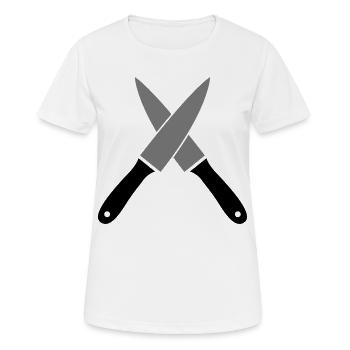 Messer - Frauen T-Shirt atmungsaktiv - Weiß - Vorne - AI Model Female 172 dark (172cm)