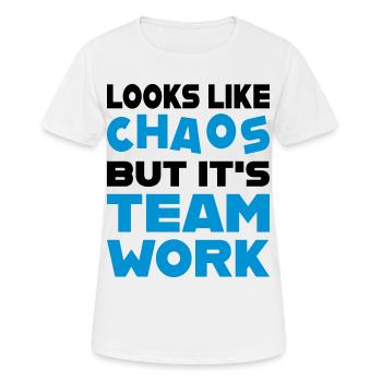 Teamwork - Frauen T-Shirt atmungsaktiv - Weiß - Vorne - AI Model Female 172 dark (172cm)