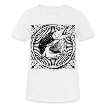 Fisch - Fischer - Fischen - Fischerei - Hecht - Frauen T-Shirt atmungsaktiv - Weiß - Vorne - AI Model Female 172 dark (172cm)