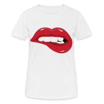 lippen - Frauen T-Shirt atmungsaktiv - Weiß - Vorne - AI Model Female 172 dark (172cm)