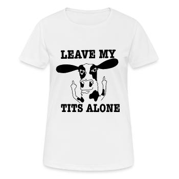 Vegan bien-être animal vache drôle doigt du milieu - T-shirt respirant Femme - blanc - Devant - AI Model Female 172 dark (172cm)