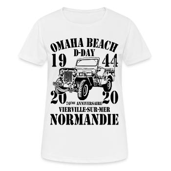 Omaha Beach D-Day 1944-2020 76ème anniversaire - T-shirt respirant Femme - blanc - Devant - AI Model Female 172 dark (172cm)