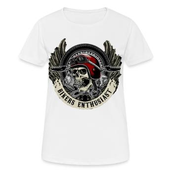 Motorcyclist, skull - Women's Breathable T-Shirt - white - Front - AI Model Female 172 dark (172cm)