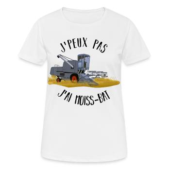 J'peux pas j'ai moiss-bat - T-shirt respirant Femme - blanc - Devant - AI Model Female 172 dark (172cm)