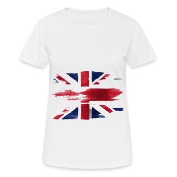 Union Jack versengt - Frauen T-Shirt atmungsaktiv - Weiß - Vorne - AI Model Female 172 dark (172cm)
