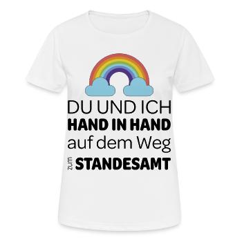 Tolles Design um eine Heiratsantrag zu machen - Frauen T-Shirt atmungsaktiv - Weiß - Vorne - AI Model Female 172 dark (172cm)