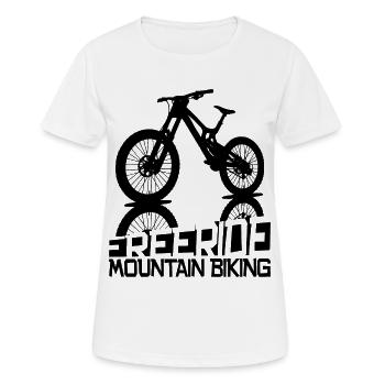 Freeride Mountain Bike Silhouette - Women's Breathable T-Shirt - white - Front - AI Model Female 172 dark (172cm)
