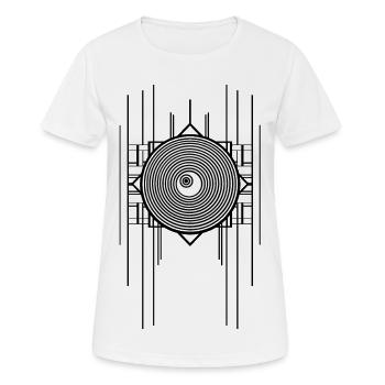 Abstraktes Gemoetrisches Art Deco Ringel Design - Frauen T-Shirt atmungsaktiv - Weiß - Vorne - AI Model Female 172 dark (172cm)