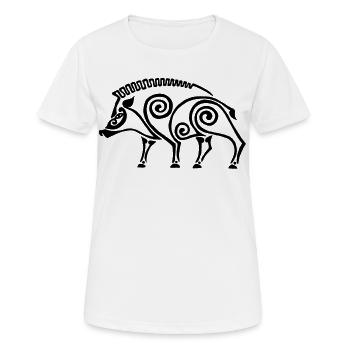 schwarzer keltischer Eber - Frauen T-Shirt atmungsaktiv - Weiß - Vorne - AI Model Female 172 dark (172cm)