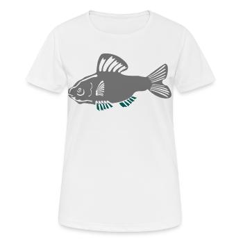 Grey catfish with turquoise accent - Women's Breathable T-Shirt - white - Front - AI Model Female 172 dark (172cm)
