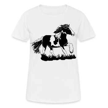 Noble Tinker galloping equestrian horses - Women's Breathable T-Shirt - white - Front - AI Model Female 172 dark (172cm)