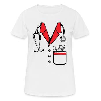 Médecin Médecin médecin spécialiste médecin de famille costume d’urgence job - T-shirt respirant Femme - blanc - Devant - AI Model Female 172 dark (172cm)