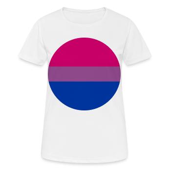 runde Aufkleber bisexuelle Stolz Flagge Aufkleber - Frauen T-Shirt atmungsaktiv - Weiß - Vorne - AI Model Female 172 dark (172cm)