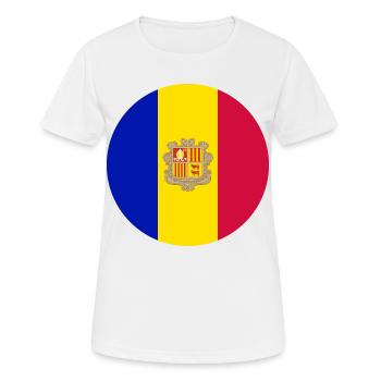 Runde Aufkleber Flagge von Andorra runder Aufkleber - Frauen T-Shirt atmungsaktiv - Weiß - Vorne - AI Model Female 172 dark (172cm)