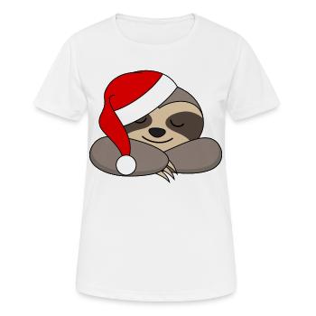 Paresseux Santa Hat Santa Santa Claus XMas - T-shirt respirant Femme - blanc - Devant - AI Model Female 172 dark (172cm)
