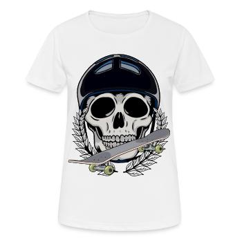 Sportsman Sports Skating Skater Skull Skateboard - Women's Breathable T-Shirt - white - Front - AI Model Female 172 dark (172cm)