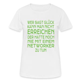 Network Marketing Geschenk - Frauen T-Shirt atmungsaktiv - Weiß - Vorne - AI Model Female 172 dark (172cm)
