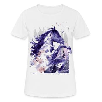 Reiten - Reiter - Reitschule - Pferd - Aquarell - Frauen T-Shirt atmungsaktiv - Weiß - Vorne - AI Model Female 172 dark (172cm)