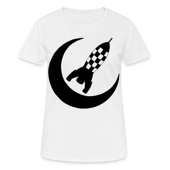 Fusée noire et demi-lune - T-shirt respirant Femme - blanc - Devant - AI Model Female 172 dark (172cm)