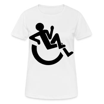 Entspannter Rollstuhlfahrer, Roller, Behinderter # - Frauen T-Shirt atmungsaktiv - Weiß - Vorne - AI Model Female 172 dark (172cm)