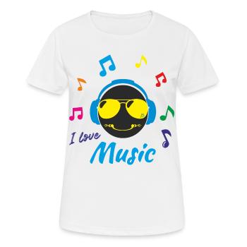 J'aime la musique - T-shirt respirant Femme - blanc - Devant - AI Model Female 172 dark (172cm)