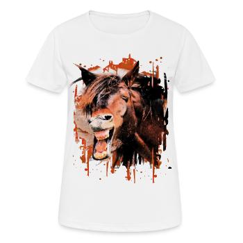 Reiten - Reiter - Reitschule - Pferdekopf Equine - Frauen T-Shirt atmungsaktiv - Weiß - Vorne - AI Model Female 172 dark (172cm)