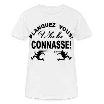 Planquez vous voilà la Chiante Cadeau Humour - T-shirt respirant Femme - blanc - Devant - AI Model Female 172 dark (172cm)