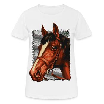 Tête de cheval rétro - cavalier - voltige - cavalier - T-shirt respirant Femme - blanc - Devant - AI Model Female 172 dark (172cm)
