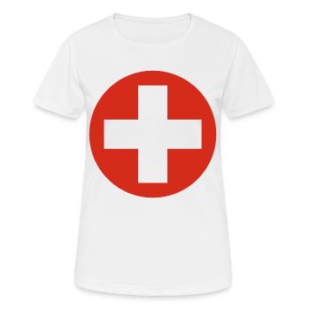 Aufkleber Luftwaffe Roundel der Schweiz Schweiz - Frauen T-Shirt atmungsaktiv - Weiß - Vorne - AI Model Female 172 dark (172cm)