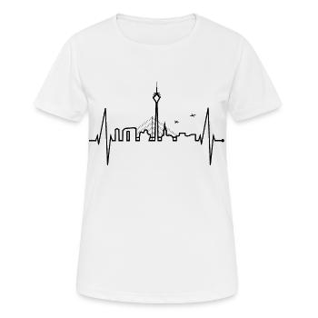 Düsseldorf Skyline Herzschlag Liebe Düsseldorfer - Frauen T-Shirt atmungsaktiv - Weiß - Vorne - AI Model Female 172 dark (172cm)