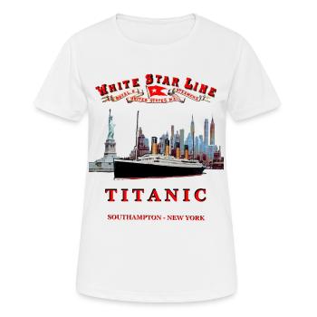 TITANIC NEW YORK création Louis RUNEMBERG © Adagp - T-shirt respirant Femme - blanc - Devant - AI Model Female 172 dark (172cm)
