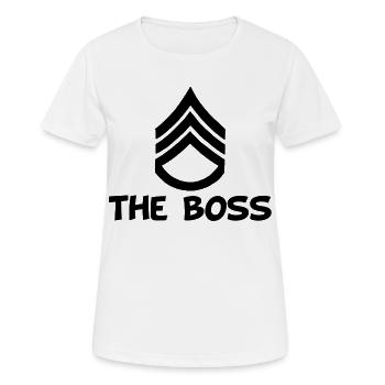 Der (schwarze) Chef - Frauen T-Shirt atmungsaktiv - Weiß - Vorne - AI Model Female 172 dark (172cm)