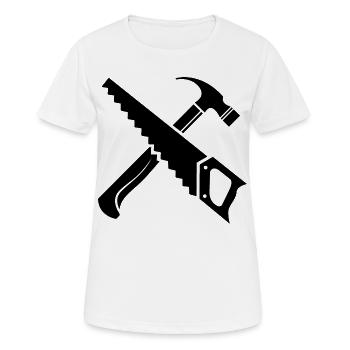saw hammer tool icon saw Logo icon - Women's Breathable T-Shirt - white - Front - AI Model Female 172 dark (172cm)