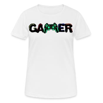 Gamer Games Zocker Controller Spielkonsole Spieler - Frauen T-Shirt atmungsaktiv - Weiß - Vorne - AI Model Female 172 dark (172cm)