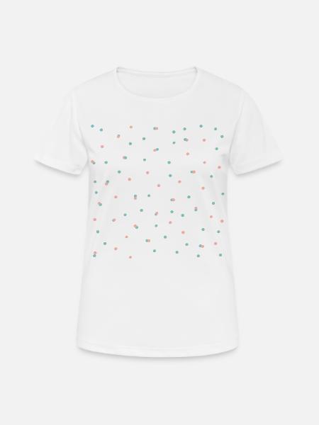 Konfettimuster in Koralle & Blau - Frauen T-Shirt atmungsaktiv - Weiß