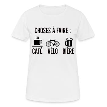 Café Vélo Bière - T-shirt respirant Femme - blanc - Devant - AI Model Female 172 dark (172cm)
