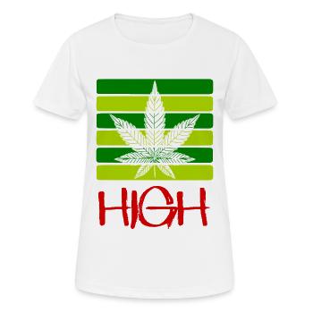 High / Fumer / Cannabis / Chanvre / Feuille de cannabis - T-shirt respirant Femme - blanc - Devant - AI Model Female 172 dark (172cm)