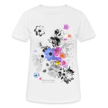 Flower Power N°6 - Frauen T-Shirt atmungsaktiv - Weiß - Vorne - AI Model Female 172 dark (172cm)