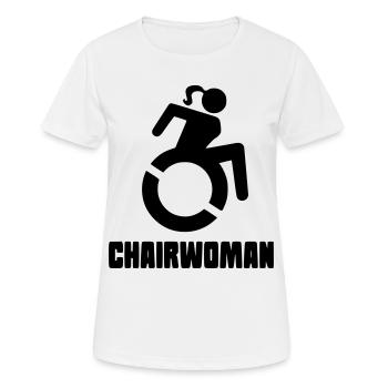 Rollstuhlfrau für die echten rollenden Damen* - Frauen T-Shirt atmungsaktiv - Weiß - Vorne - AI Model Female 172 dark (172cm)